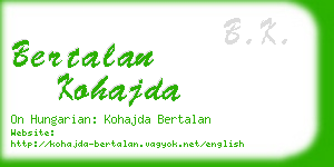 bertalan kohajda business card